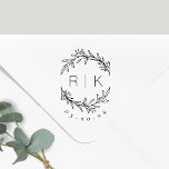 Modern Elegant Botanical Initials Wedding Monogram Self-inking Stamp<br><div class="desc">Custom-designed wedding monogram stamp featuring elegant hand drawn style botanical wreath with couple's initials and wedding date. Perfect for wedding save the dates,  envelops,  wedding favor packagings and more.</div>