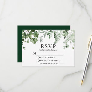 Modern Elegant Botanical Ivy Sage Greenery Wedding RSVP Card