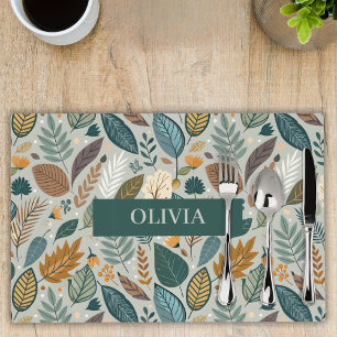 Modern Elegant Botanical Leaves Pattern Placemat
