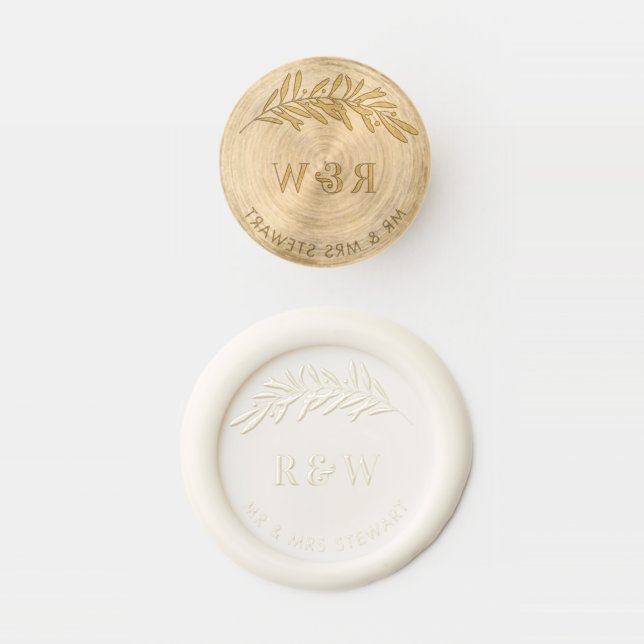 Modern Elegant Botanical Monogram Family Wax Seal Stamp (Stamped)