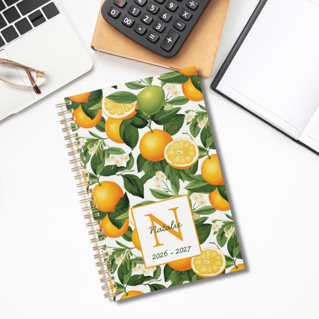 Modern Elegant Botanical Oranges Monogram Name Planner (Creator Uploaded)
