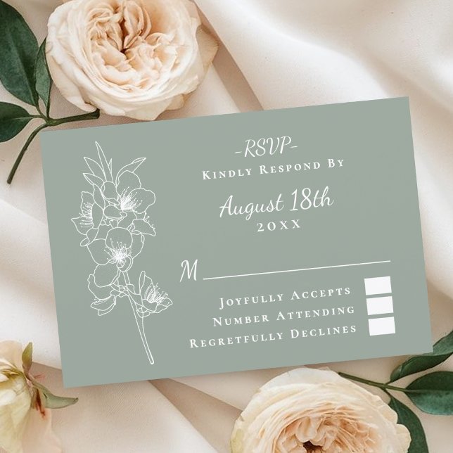 Modern Elegant Botanical Sage Green Wedding RSVP Card (Modern Elegant Botanical Sage Green Wedding RSVP Card)