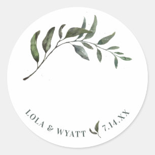 Modern Elegant Botanical Wedding Classic Round Sticker