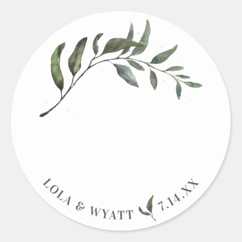 Modern Elegant Botanical Wedding Classic Round Sticker