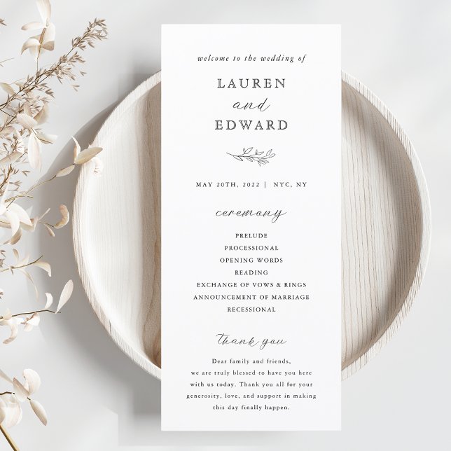 Modern Elegant Botanical Wedding Program (Creator Uploaded)