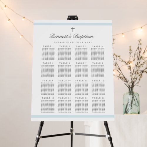 Modern Elegant Boys Baptism Seating Chart Foam Board