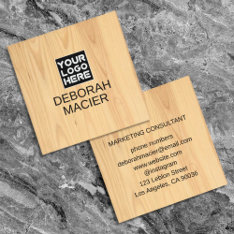 Modern Elegant Brand Logo Rustic Wood Square Business Card at Zazzle
