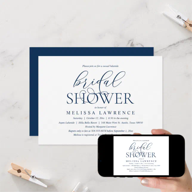 Modern Elegant Bridal Shower Dinner and Party Invi Invitation Zazzle