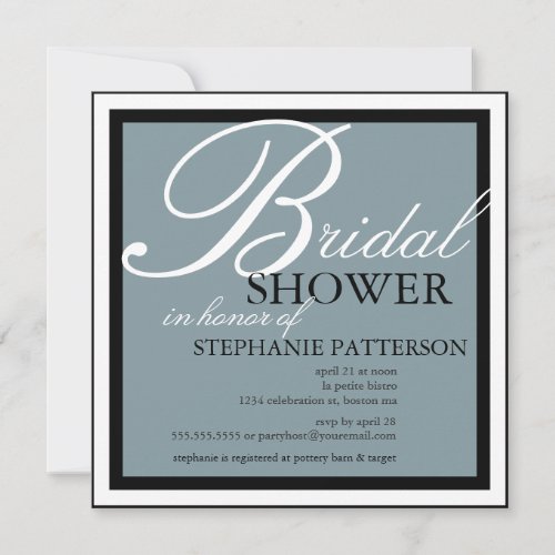 Modern &amp; Elegant Bridal Shower in Blue Invitation