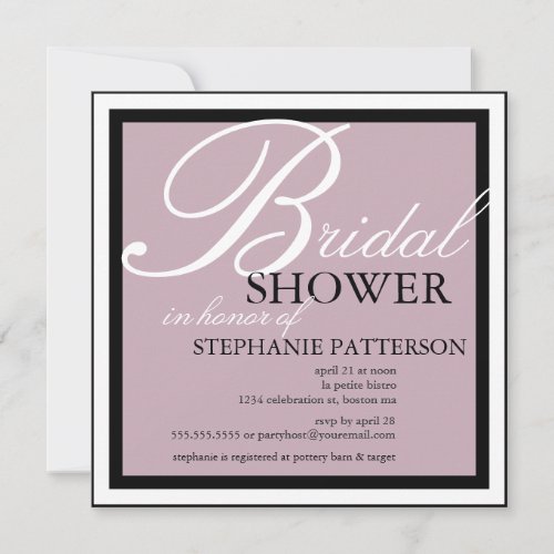Modern &amp; Elegant Bridal Shower in Lilac Invitation