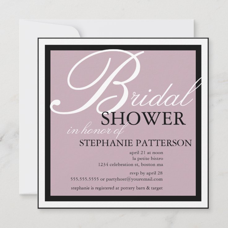 Modern & Elegant Bridal Shower in Lilac Invitation Zazzle