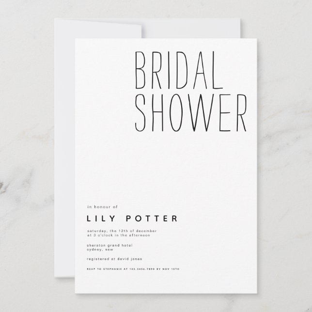 Modern Elegant Bridal Shower Invitation (Front)