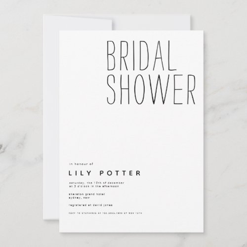 Modern Elegant Bridal Shower Invitation