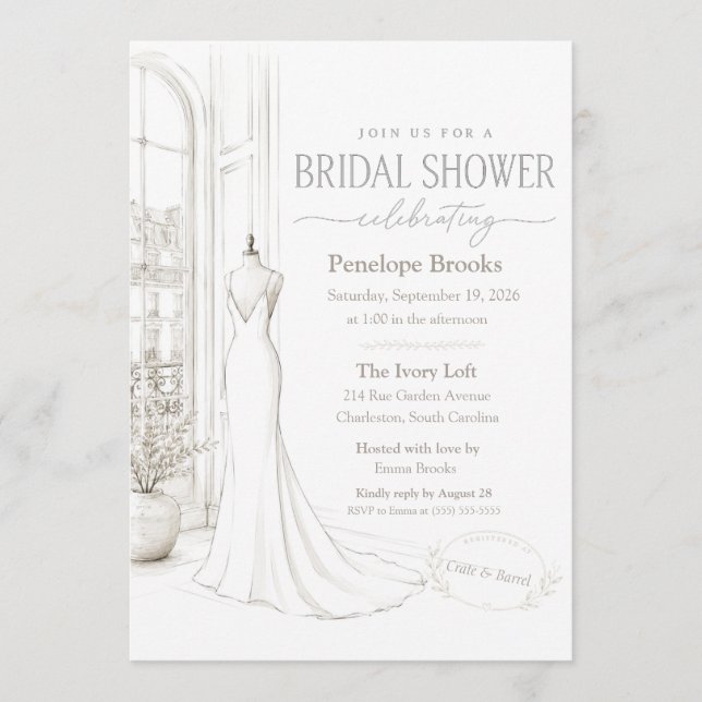 Modern Elegant Bridal Shower Invitation (Front)
