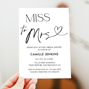 Modern Elegant Bridal Shower Miss To Mrs Invitation