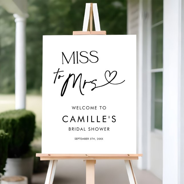 Modern Elegant Bridal Shower Miss Welcome Sign (Creator Uploaded)