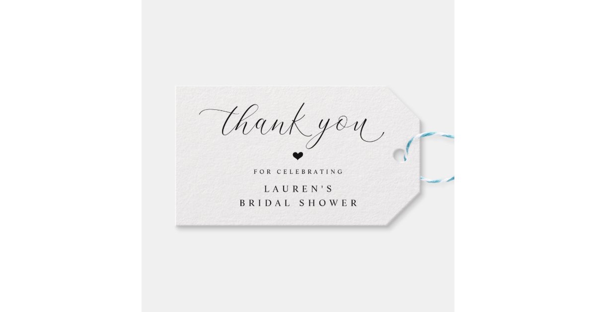 Modern Elegant Bridal Shower Thank You Favor Tags | Zazzle