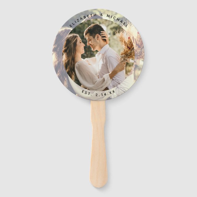 Modern Elegant Bride and Groom Photo Wedding Favor Hand Fan (Back)
