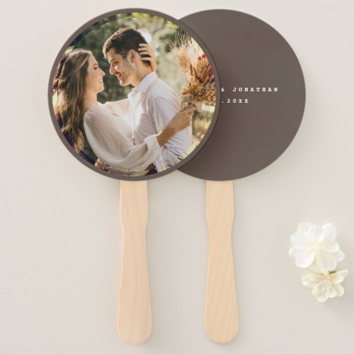 Modern Elegant Bride and Groom Photo Wedding Hand Fan