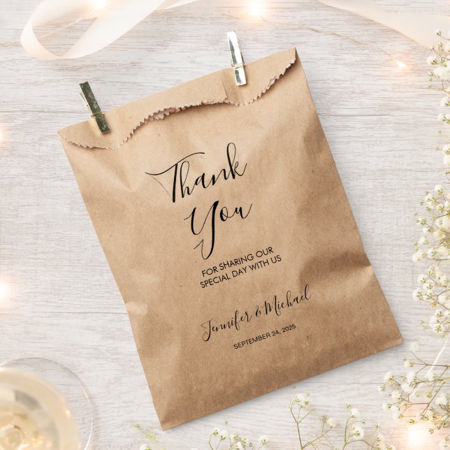 Modern elegant bride and groom Thank You wedding Favor Bag (Clipped)