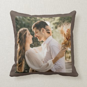Modern Elegant Bride And Groom Wedding Photo Round Throw Pillow by littleteapotdesigns at Zazzle