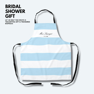 Modern Elegant Bride Blue Stripe Bridal Shower Apron