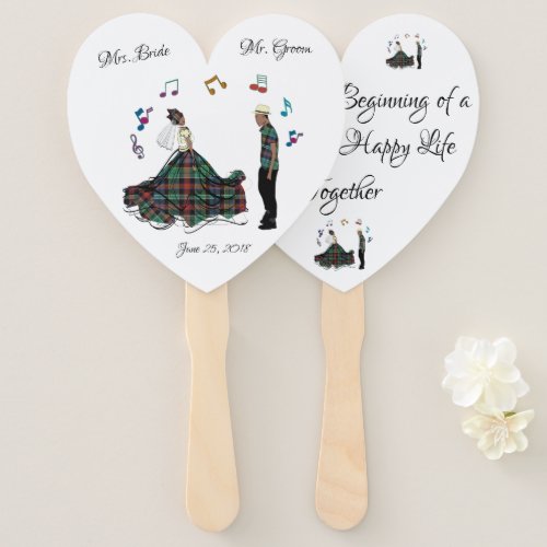 Modern Elegant Bride Groom Wedding Hand Fan