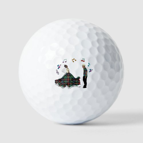 Modern Elegant Bride Groom Wedding Madras Fun Golf Balls