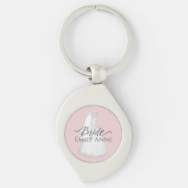 Modern Elegant Bride Minimalist Blush Pink Keychain (Front)