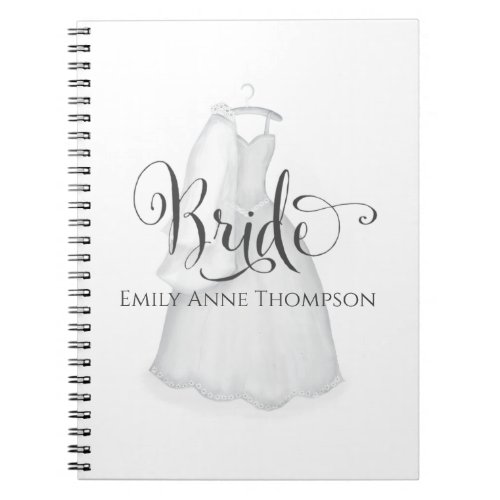 Modern Elegant Bride Minimalist Wedding Gown Notebook