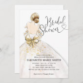 Modern Elegant Bride Wedding Gown Bridal Shower In Invitation (Front/Back)
