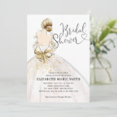 Modern Elegant Bride Wedding Gown Bridal Shower In Invitation (Standing Front)