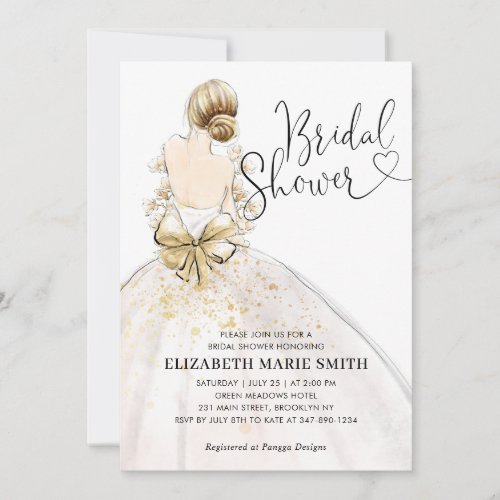 Modern Elegant Bride Wedding Gown Bridal Shower In Invitation