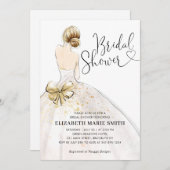Modern Elegant Bride Wedding Gown Bridal Shower Invitation (Front/Back)