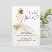 Modern Elegant Bride Wedding Gown Bridal Shower Invitation (Standing Front)