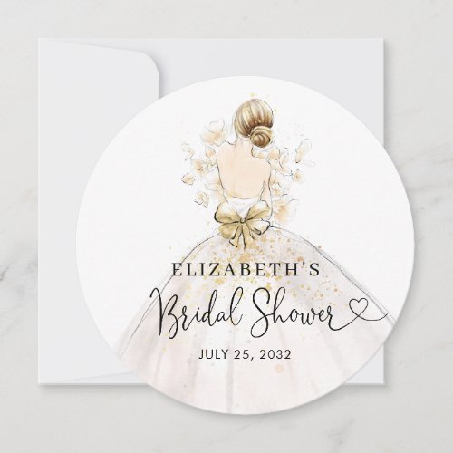 Modern Elegant Bride Wedding Gown Bridal Shower Invitation