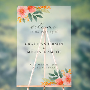 Modern Elegant Bright Floral Wedding Welcome Acrylic Sign