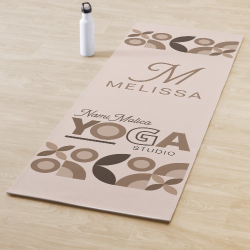 Modern  Elegant Brown Beige Geometric Yoga Studio Yoga Mat