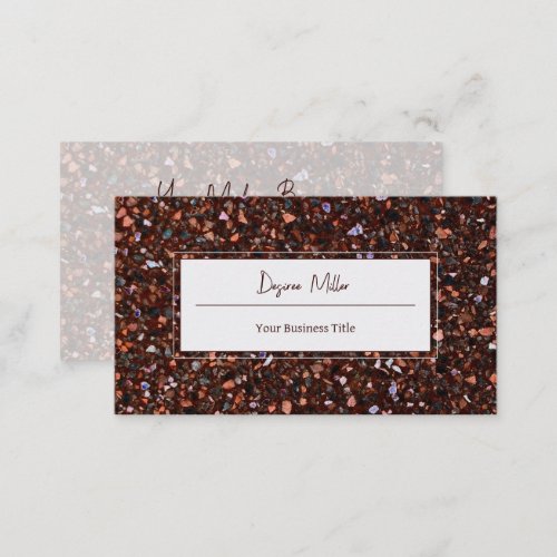 Modern Elegant Brown Black White Terrazzo Pattern Business Card