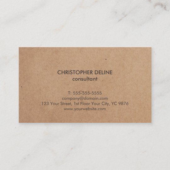 Modern Elegant Brown Kraft Paper Consultant Business Card