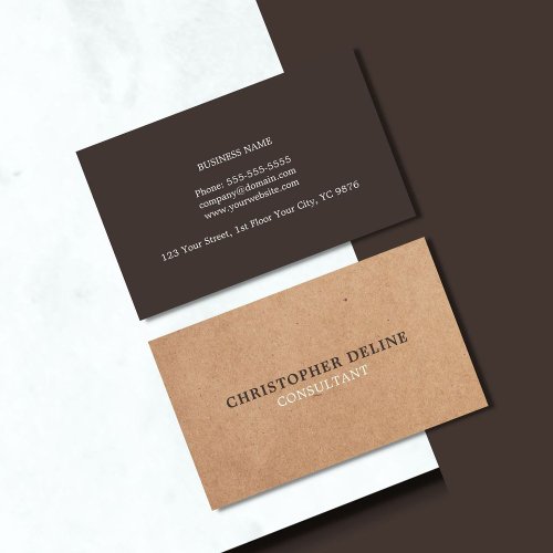 Modern Elegant Brown Printed KraftPaper Consultant Business Card