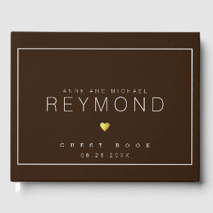 modern elegant brown wedding guest book