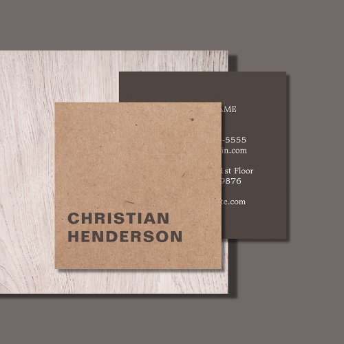 Modern Elegant Brown White Kraft Paper Consultant Square Business Card