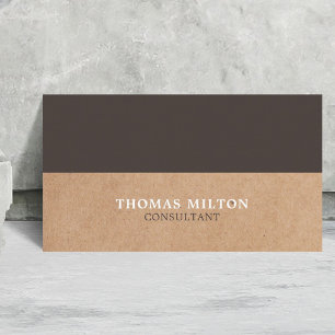 Modern Elegant Brown White PRINTED Kraft Paper Business Card