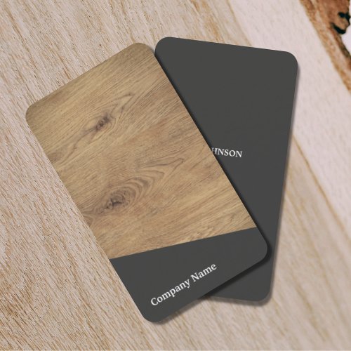 Modern Elegant Brown Wooden Grey Consultant Business Card