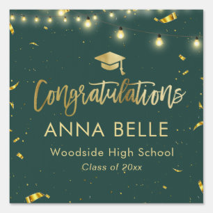 Modern Elegant Brush Script Custom Name Green Sign