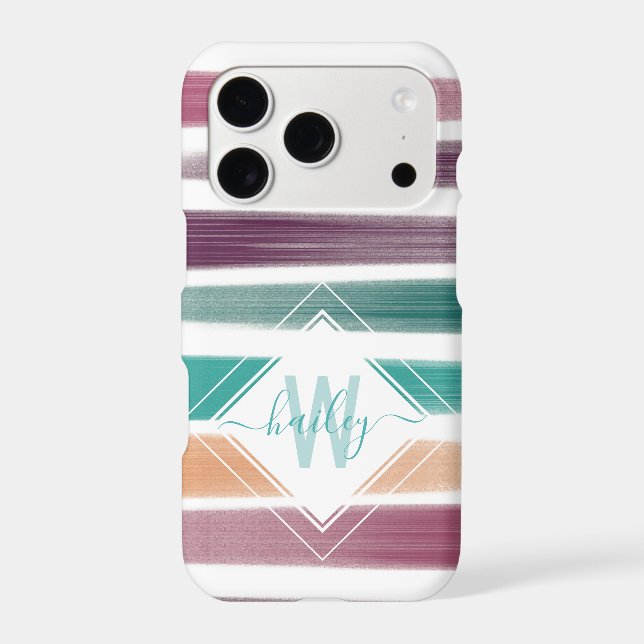 Modern Elegant Brush strokes Chic Script Name Iphone Case (Back)