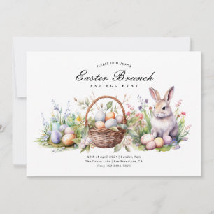 Modern Elegant Bunny Easter Brunch & Egg Hunt Invitation