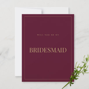 Modern & Elegant Burgundy Bridesmaid Proposal Card