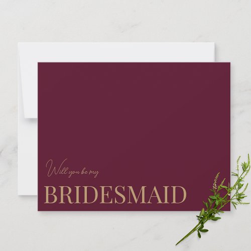 Modern  Elegant Burgundy bridesmaid proposal Card